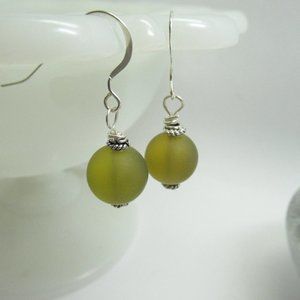 Vintage bead and Bali sterling bead earrings